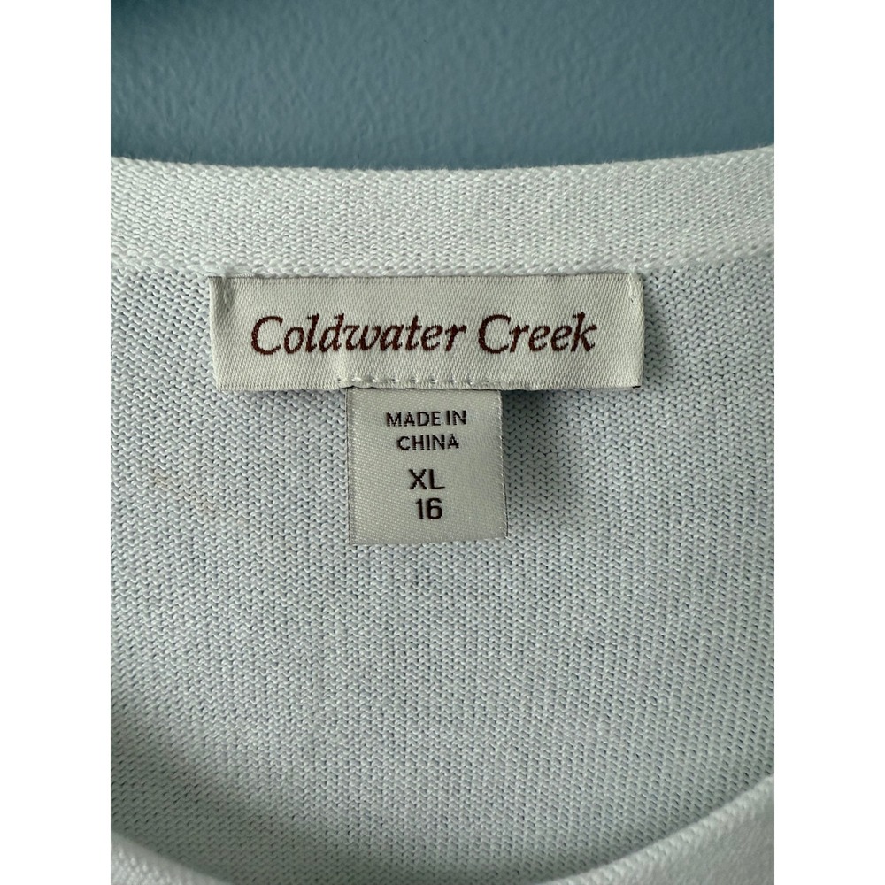 NWT Women's Coldwater Creek White Cotton Classic Cardigan 3/4 Sleeves Size XLarg - Picture 4 of 11